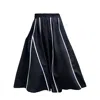 London Atelier Byproduct Women's Black / White Black Full Skirt With Panels & White Contrast Tape In Black/white