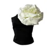 London Atelier Byproduct Women's Black / White Black One Shoulder Top With White Flower Pin In Black/white