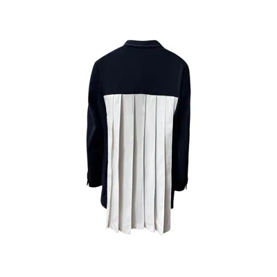 London Atelier Byproduct Women's Black / White Navy Reworked Blazer With White Pleated Back Appliqué In Black/white