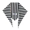 London Atelier Byproduct Women's Black / White Striped Wool Small Triangle Knitted Scarf In Multi