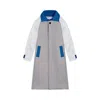 London Atelier Byproduct Women's Black / White White Grey Blue Patchwork Colour Block Quilted Long Jacket In Multi