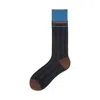 London Atelier Byproduct Women's Blue / Brown Color Block Brown Blue Thin Socks In Multi