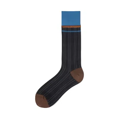 London Atelier Byproduct Women's Blue / Brown Color Block Brown Blue Thin Socks In Multi