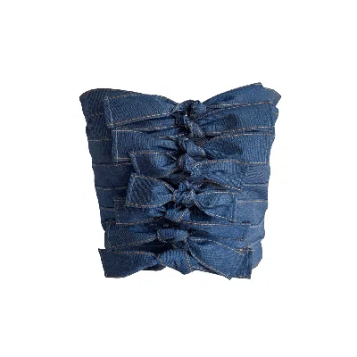 London Atelier Byproduct Women's Blue Denim Multi-wear Ribbon Strapless Top Or Apron