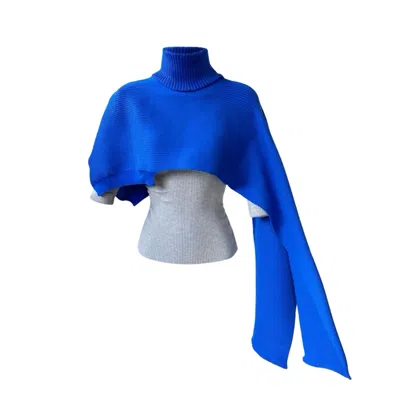 London Atelier Byproduct Women's Blue / Grey Blue & Grey Two Piece Knit Shawl And Pullover In Blue/grey