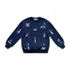 London Atelier Byproduct Women's Blue Navy Premium Heavyweight Jumper With People Embroidery In Blue