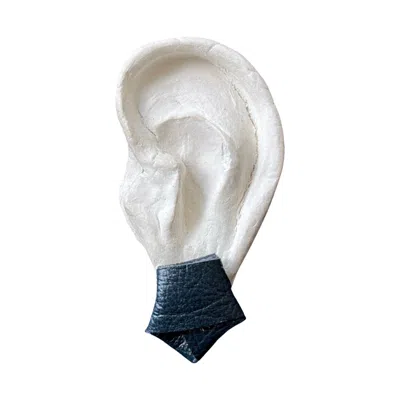 London Atelier Byproduct Women's Blue Origami Navy Nappa Leather Stud Earrings