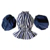 London Atelier Byproduct Women's Blue / White Navy White Striped Halter Top With Balloon Sleeves In Blue/white
