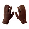 London Atelier Byproduct Women's Brown Soft Two Finger Knitted Mitten Gloves In Brown