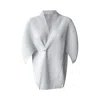 London Atelier Byproduct Women's Grey Light Gray Pleated Kimono Cardigan With Pearl Pin In Grey