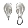 London Atelier Byproduct Women's Minimalist Asymmetric Silver Hoop Earrings