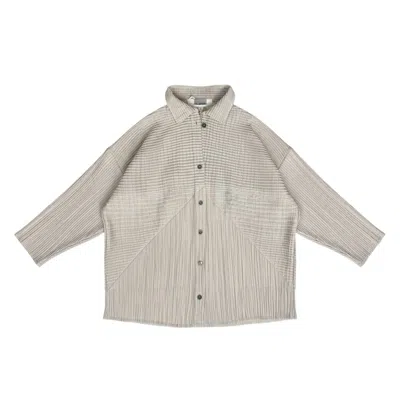 London Atelier Byproduct Women's Neutrals Beige Multi Way Accordion Pleated Shirt In Gray