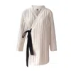 London Atelier Byproduct Women's Neutrals / Black Cream Cotton Padded Kimono Jacket In Black