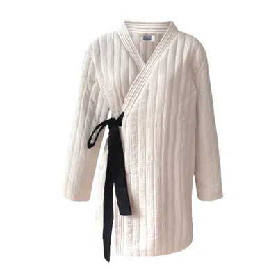 London Atelier Byproduct Women's Neutrals / Black Cream Cotton Padded Kimono Jacket