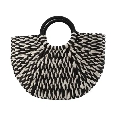 London Atelier Byproduct Women's Neutrals / Black Rattan Braided Tote Basket With Handle