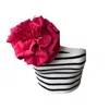 London Atelier Byproduct Women's Black / White / Red Striped One Shoulder Top With Red Flower Pin In Black