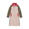 London Atelier Byproduct Women's Neutrals / Green / Black Beige Khaki Patchwork Color Block Quilt Long Jacket In Green/black