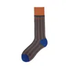 London Atelier Byproduct Women's Orange / Brown Color Block Brown Orange Thin Socks In Multi