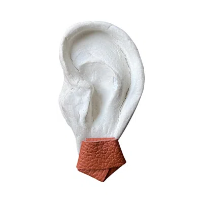 London Atelier Byproduct Women's Origami Grainy Rust Brown Leather Stud Earrings