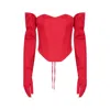 London Atelier Byproduct Women's Red Sweetheart Corset With Matching Gloves In Red