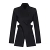 London Atelier Byproduct Women's Reworked Black Blazer With Wrap Detail & Cut Out Back In Black