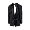 London Atelier Byproduct Women's Reworked Black Blazer With Open Back & Black Bows In Black