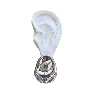 London Atelier Byproduct Women's Silver Big Geometric Oval Earrings