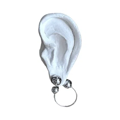 London Atelier Byproduct Women's Silver Geometric Balls Hoop Earrings