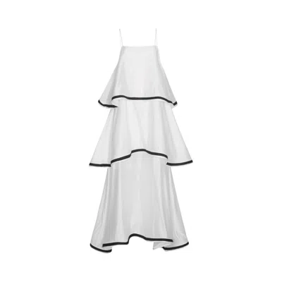 London Atelier Byproduct Women's White Layer Dress With Spaghetti Straps