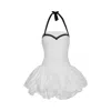 London Atelier Byproduct Women's White Rushed Mini Dress With Corset Top & Black Application In White