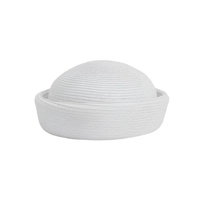 London Atelier Byproduct Women's White Straw Pillbox Hat