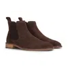 London Brogues Suede Leather Slip On Chelsea Ankle Boots In Brown