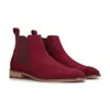 London Brogues Suede Leather Slip On Chelsea Ankle Boots In Pink
