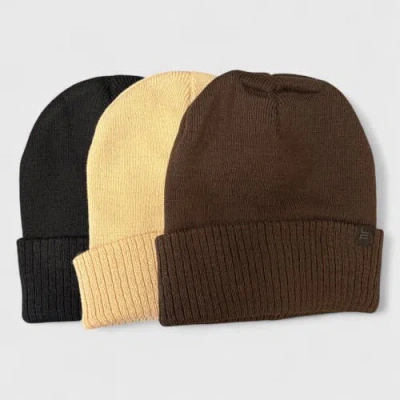 London Fog 2-pack Cable Knit Beanie Set In Brown