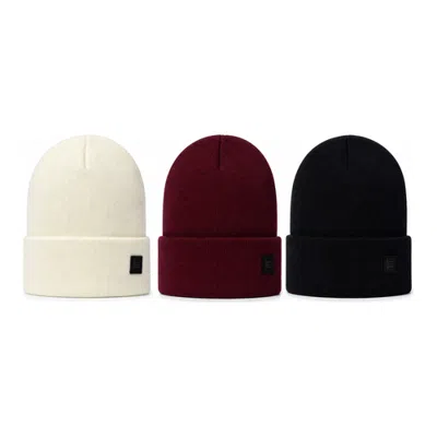 London Fog 3-pack Rib Cuff Knit Beanie Set In Multi