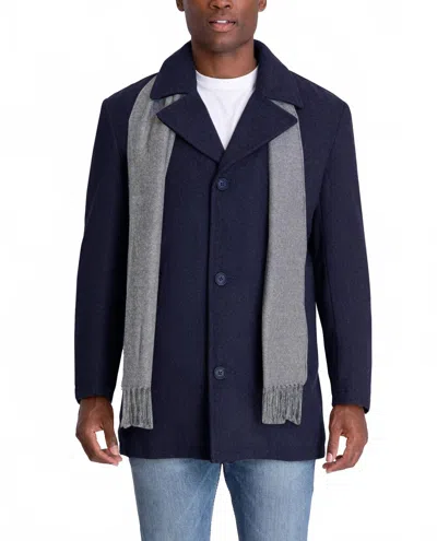 London Fog Amity Single Breasted Wool Jacket In Navy Heather In Blue