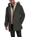 London Fog Artic Parka With Removable Faux Fur Trim On Hood In Dark Olive In Green