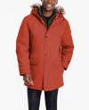 London Fog Artic Parka With Removable Faux Fur Trim On Hood In Orange Spice In Orange