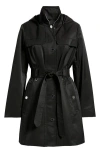 London Fog Belted Cotton Blend Coat In Black