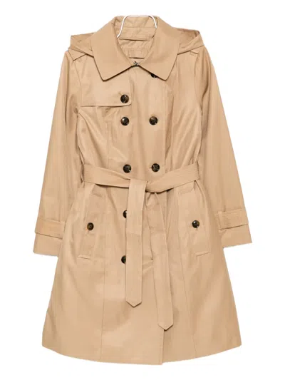 London Fog Belted Hooded Trench Coat In Neutral