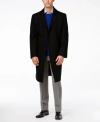 London Fog Big And Tall Signature Wool-blend Overcoat In Black