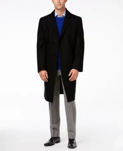 London Fog Big And Tall Signature Wool-blend Overcoat In Black