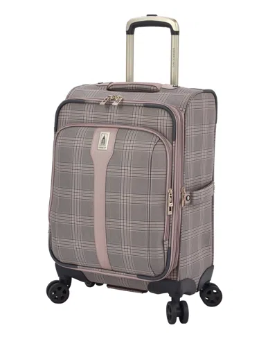 London Fog Brentwood Iii 20" Expandable Spinner Carry-on Softside In Rose Charcoal