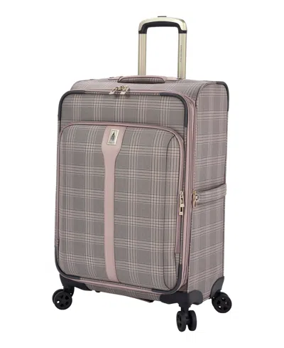 London Fog Brentwood Iii 25" Expandable Spinner Softside In Rose Charcoal