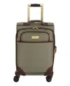 London Fog Cambridge 20" Expandable Spinner Carry On In Olive Houndstooth