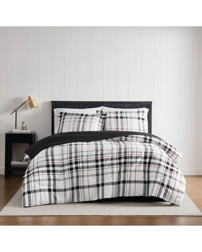 London Fog Charlotte Plaid 3pc Comforter Set In Gray