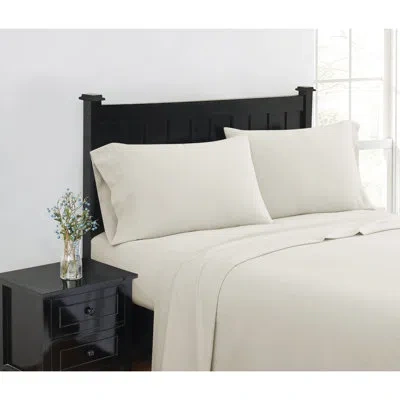 London Fog Classic Cozy Solid Flannel Sheets In Ivory,solid Color