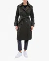 London Fog Double Breasted Raglan Trench Coat In Olive In Green
