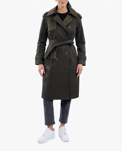 LONDON FOG DOUBLE BREASTED RAGLAN TRENCH COAT IN OLIVE
