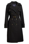 London Fog Double Breasted Trench Coat In Black